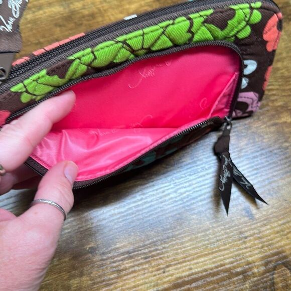 Vera Bradley Lola Wristlet Clutch Brown‎ Blue Wallet - Picture 7 of 8